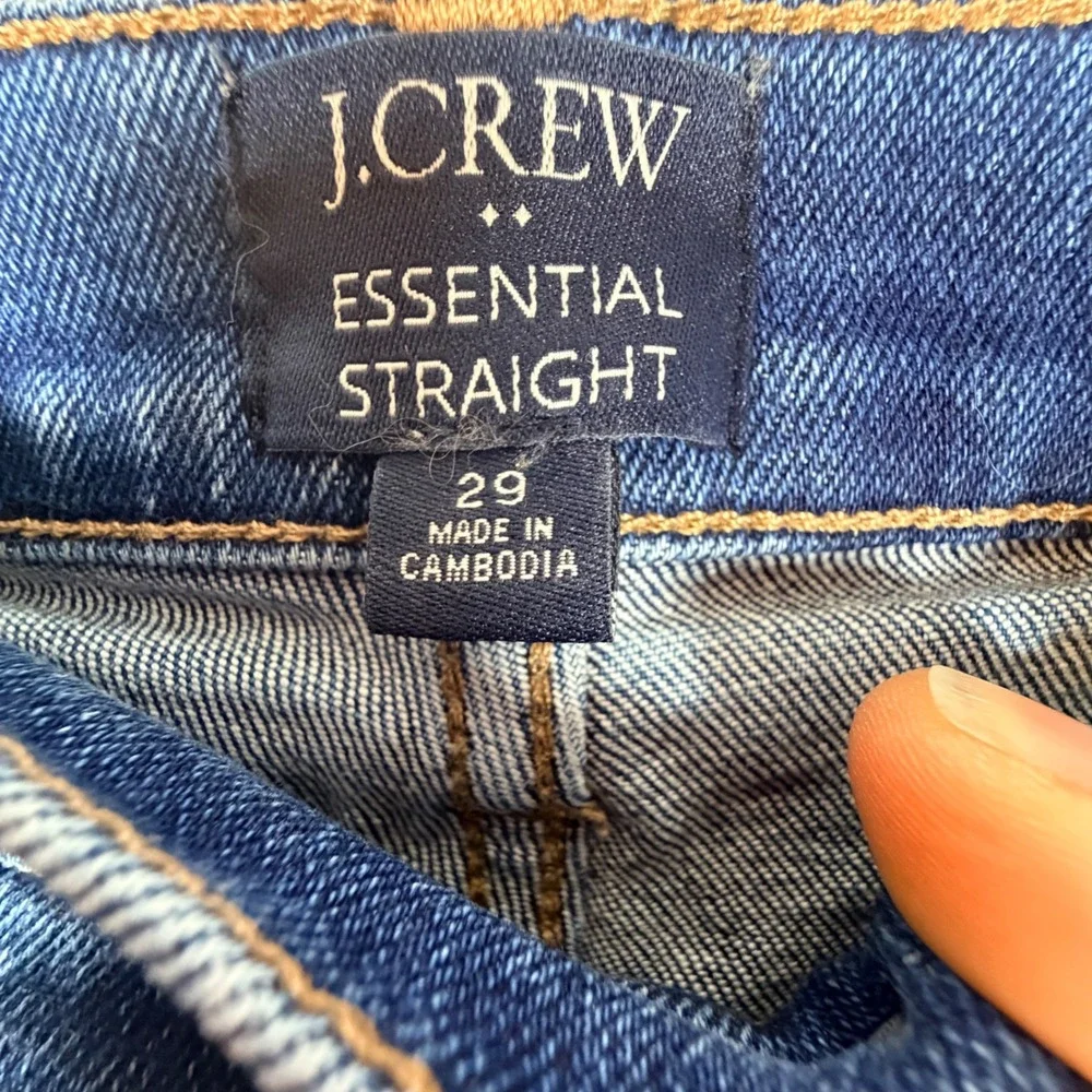 J.Crew Essential Straight Jeans 29 Blue Button Fly High Rise Cuffed Hem